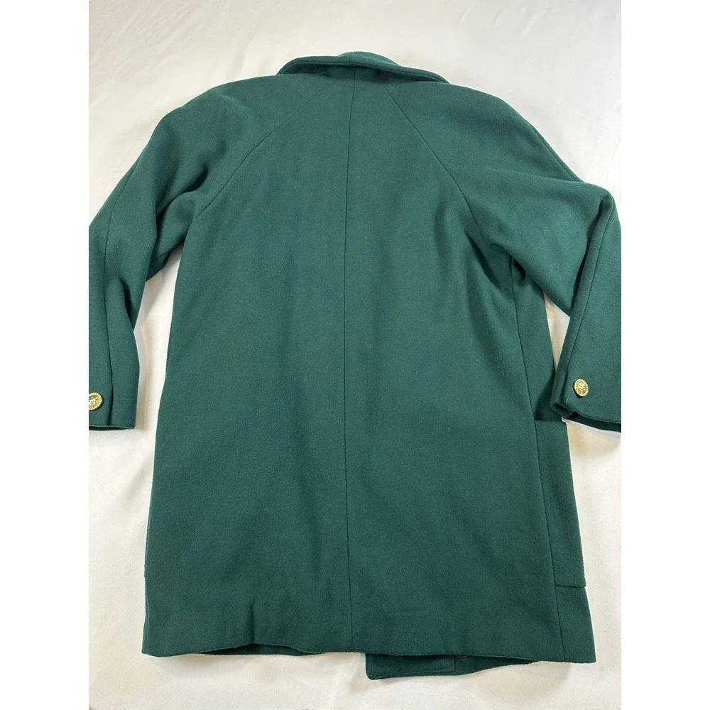 Vtg Donnybrook Emerald Green Double Breasted Blazer Gold Button Wool Blend Sz 12